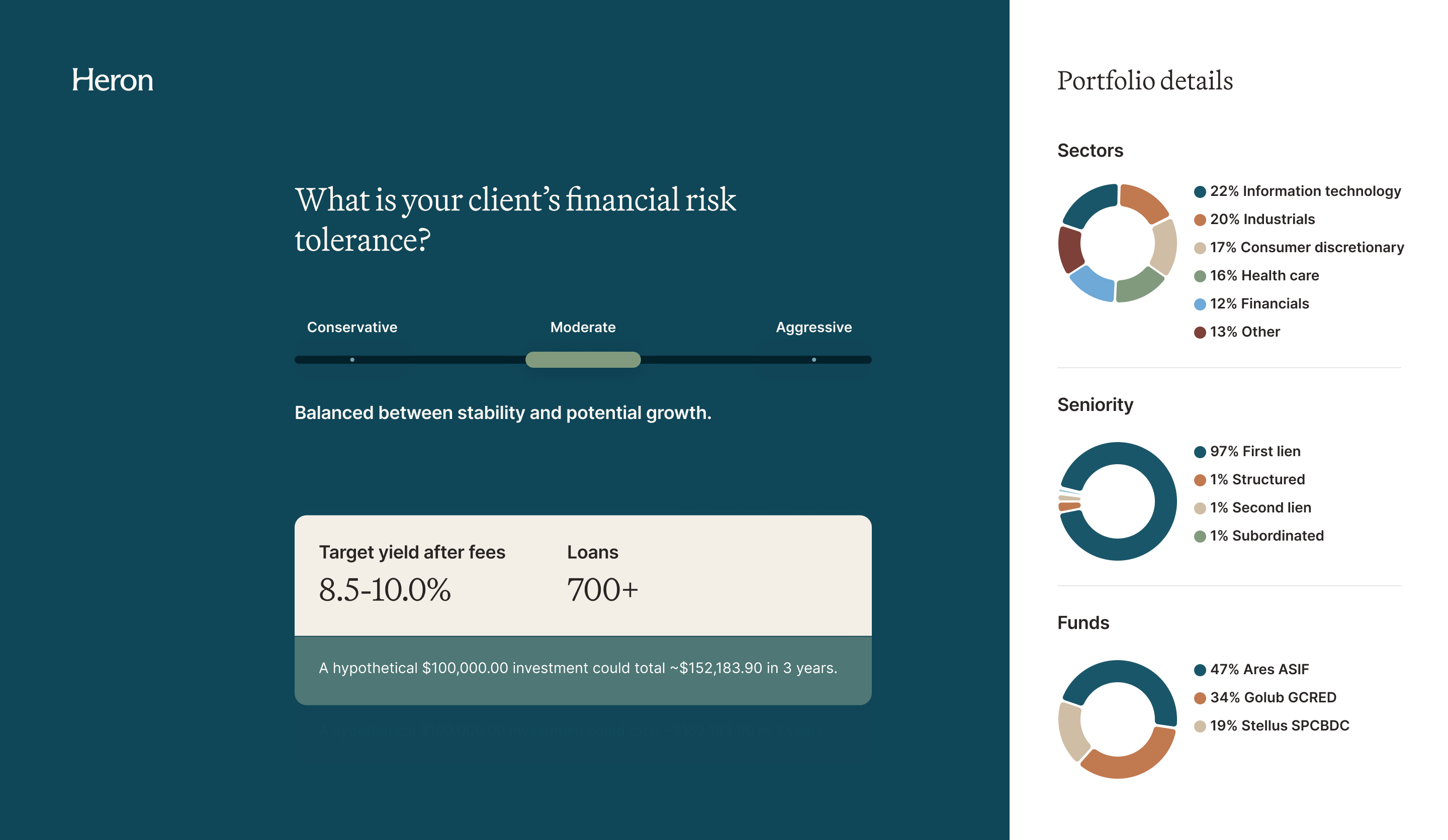 Screenshot of the Heron Finance app on desktop